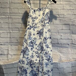 Floral Blue and White Dress